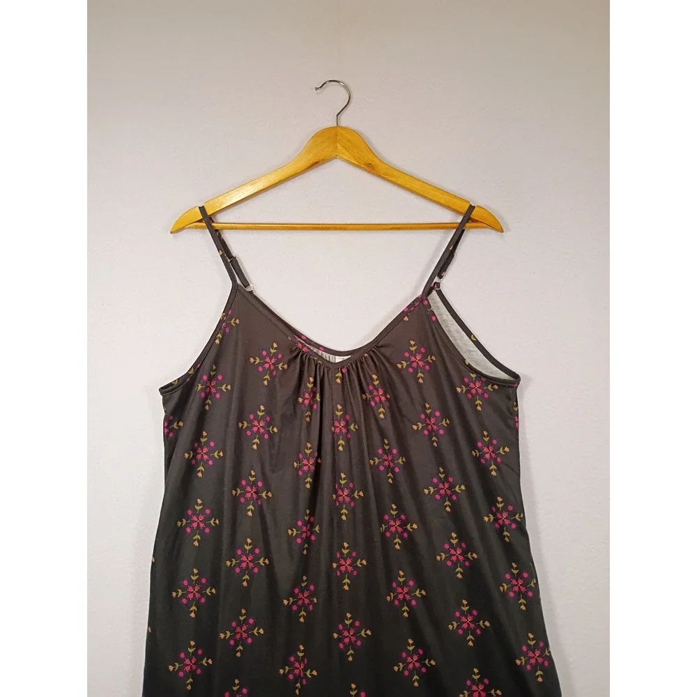 Boho Floral ANRABESS Women Large Black Wide Leg Adjustable Strap Jumpsuit